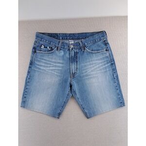 Lucky Brand Jean Shorts Mens 31 Blue USA Loose Vtg Jorts Light Wash Fender W33"